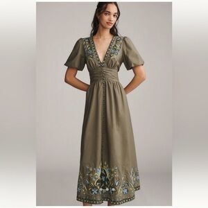ANTHROPOLOGIE Katerina Embellished Button-Front Dress Size XL